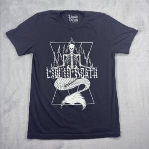 Liquid Death T-Shirt Men's Medium Black Skeleton Mermaid Short Sleeve Pre-Shrunk